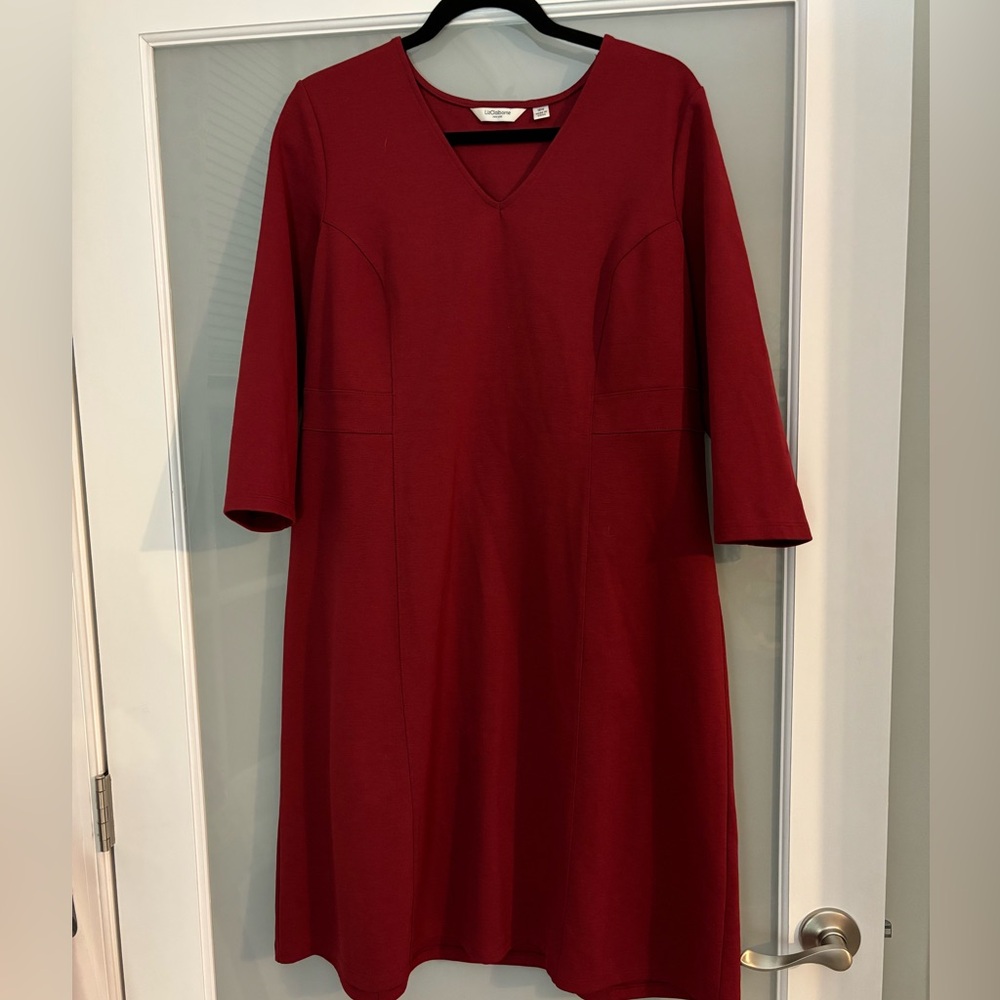 Liz Claiborne burgundy red Ponte 3/4 sleeve dress 18w